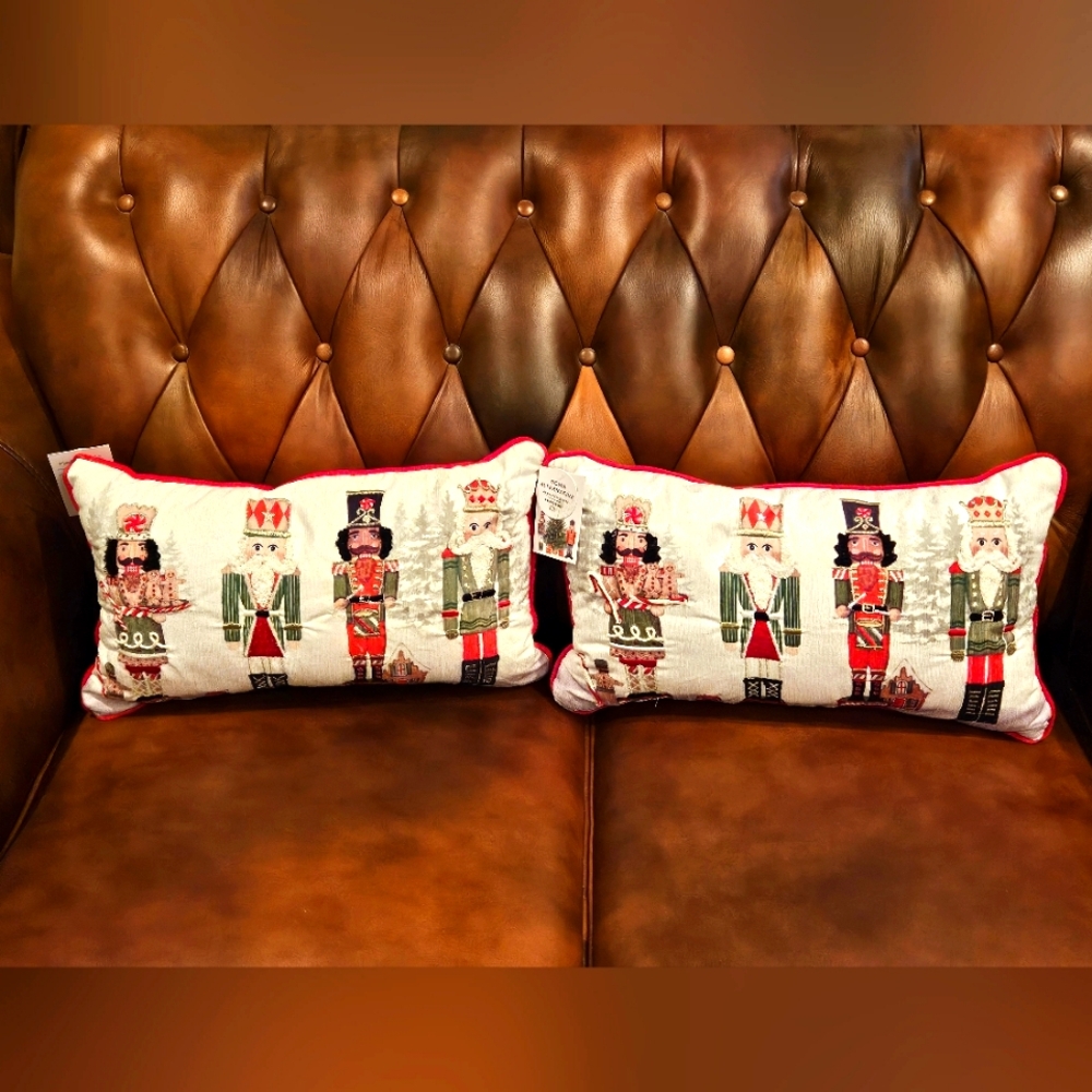 MIREILLE DESIGNS  Decorative Christmas Nutcracker Pillow Set of 2